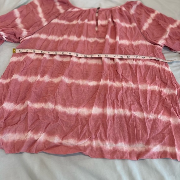 A.N.A. Women’s Lg  Pink & White Tie Dye Long Sleeve Flowy Relaxed Peasant Blouse - Picture 3 of 11